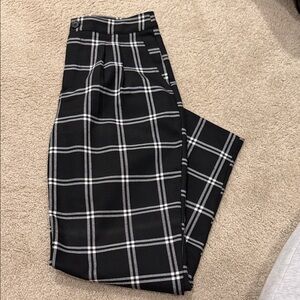 Black Plaid Dress Ankle Pants